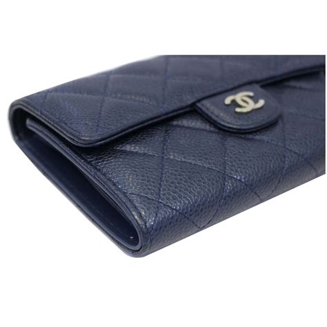 chanel classic wallet dark blue|Chanel wallet original.